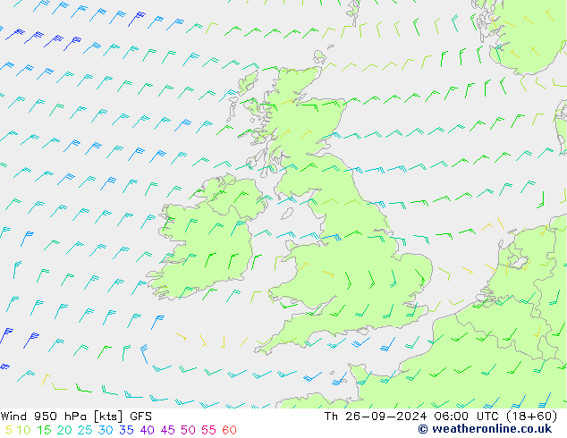 Wind 950 hPa GFS Th 26.09.2024 06 UTC