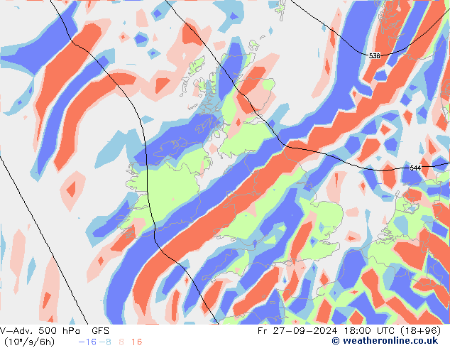 V-Adv. 500 hPa GFS Fr 27.09.2024 18 UTC