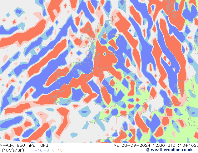 V-Adv. 850 hPa GFS lun 30.09.2024 12 UTC