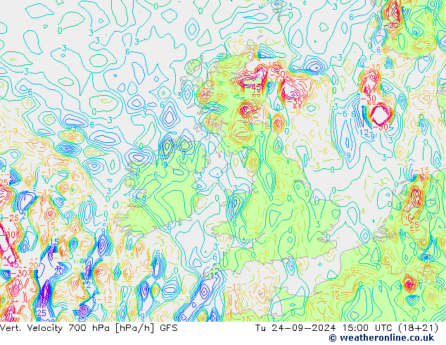 Vert. Velocity 700 hPa GFS Tu 24.09.2024 15 UTC