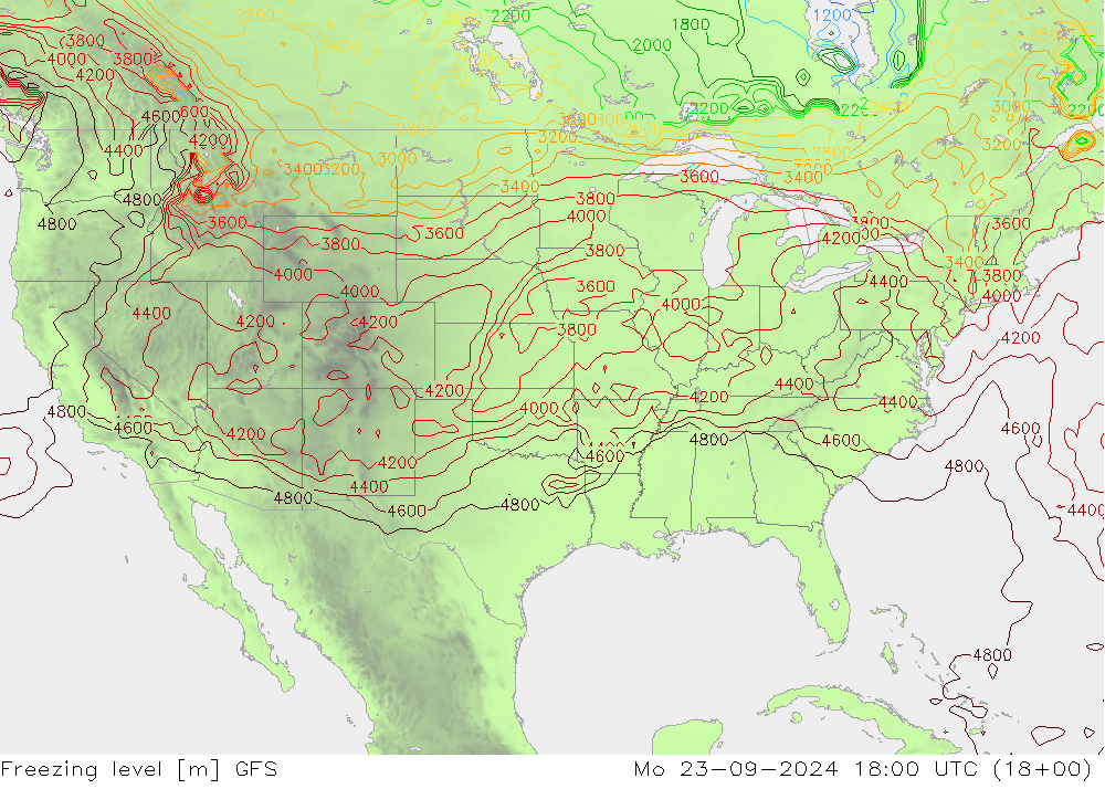 Freezing level GFS Mo 23.09.2024 18 UTC