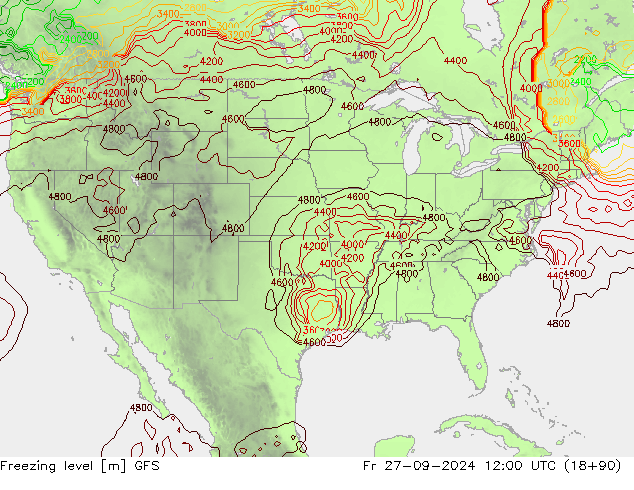 Freezing level GFS Fr 27.09.2024 12 UTC