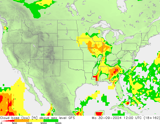 Cloud base (low) GFS Mo 30.09.2024 12 UTC