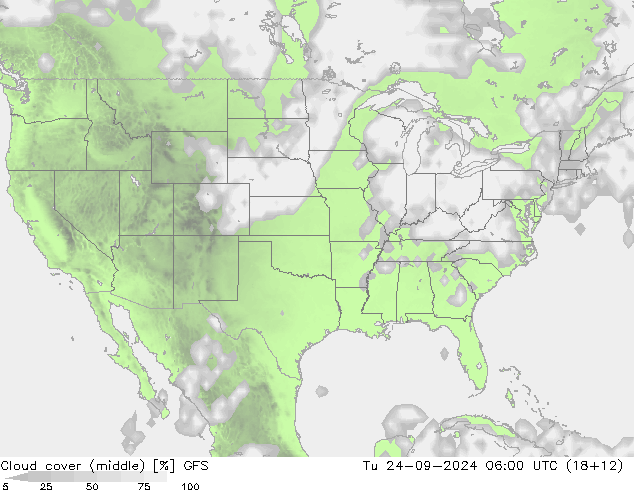 Cloud cover (middle) GFS Tu 24.09.2024 06 UTC