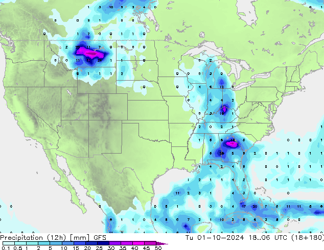 opad (12h) GFS wto. 01.10.2024 06 UTC