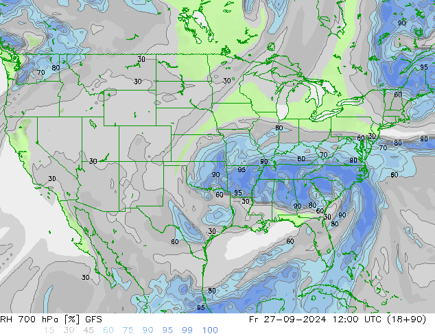 RH 700 hPa GFS Sex 27.09.2024 12 UTC