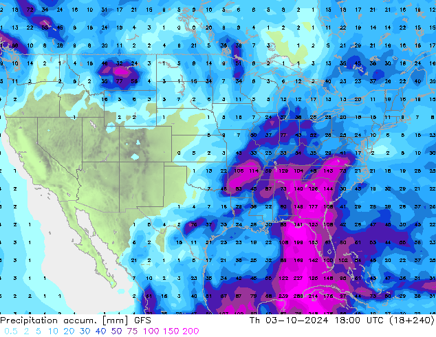 Précipitation accum. GFS jeu 03.10.2024 18 UTC