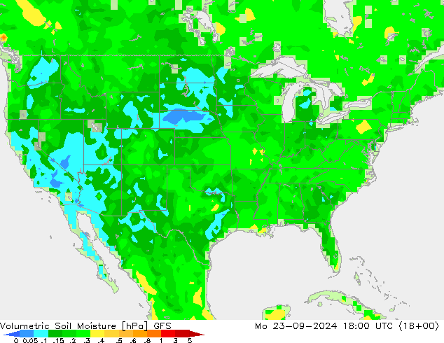 Volumetric Soil Moisture GFS Mo 23.09.2024 18 UTC