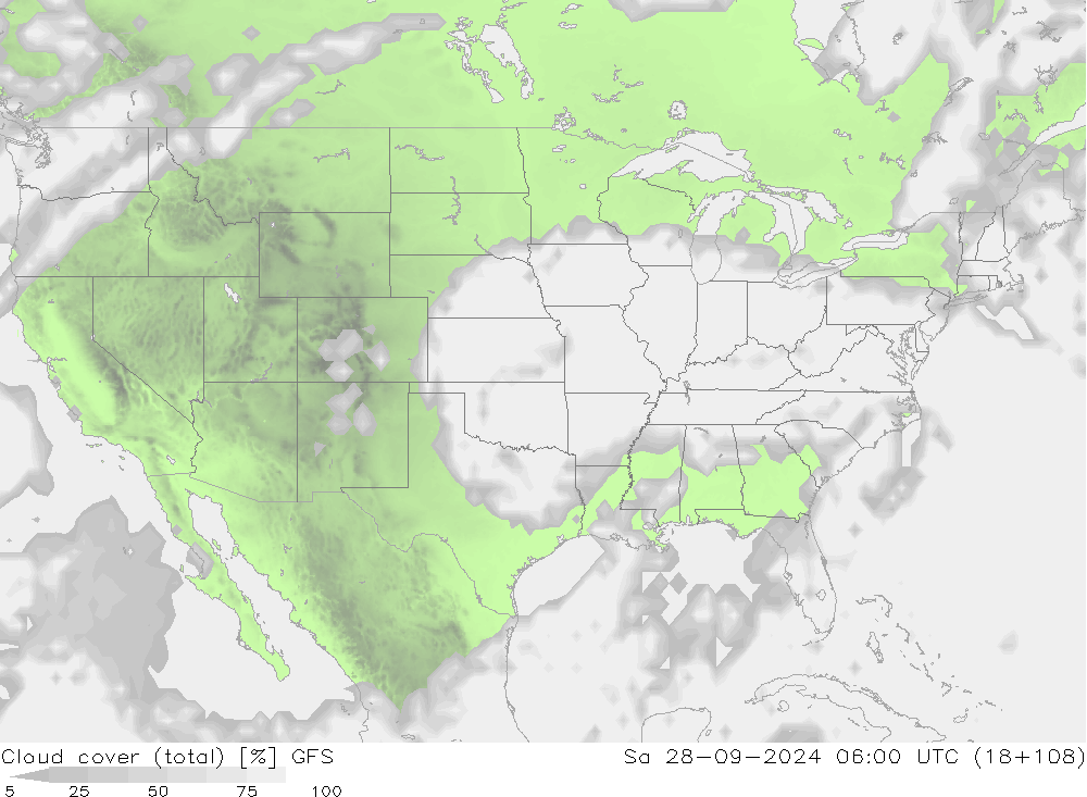 облака (сумма) GFS сб 28.09.2024 06 UTC