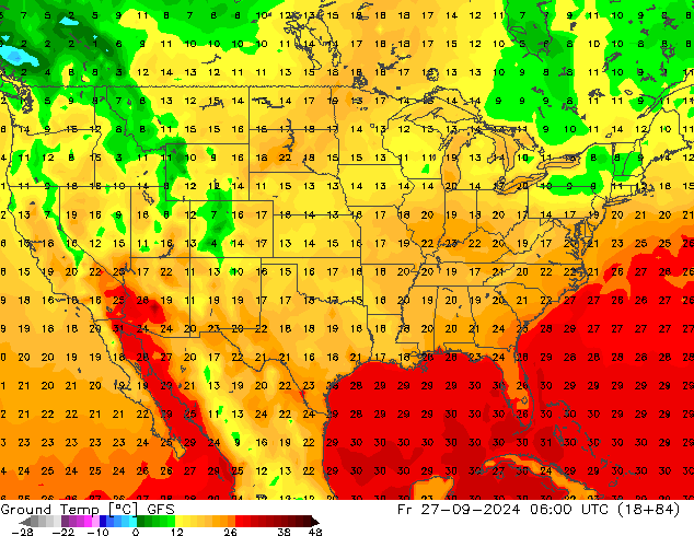 Ground Temp GFS Fr 27.09.2024 06 UTC