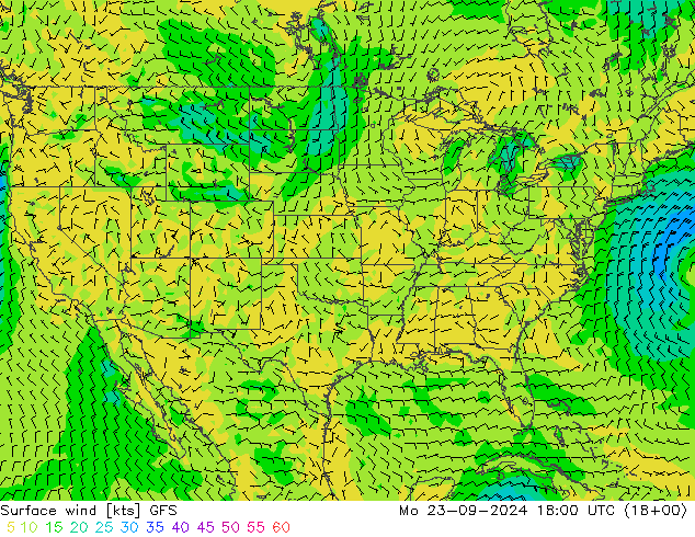 Vento 10 m GFS Seg 23.09.2024 18 UTC