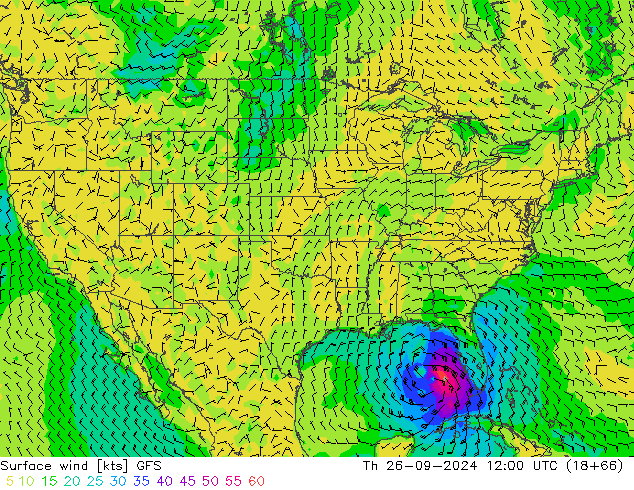 Vent 10 m GFS jeu 26.09.2024 12 UTC