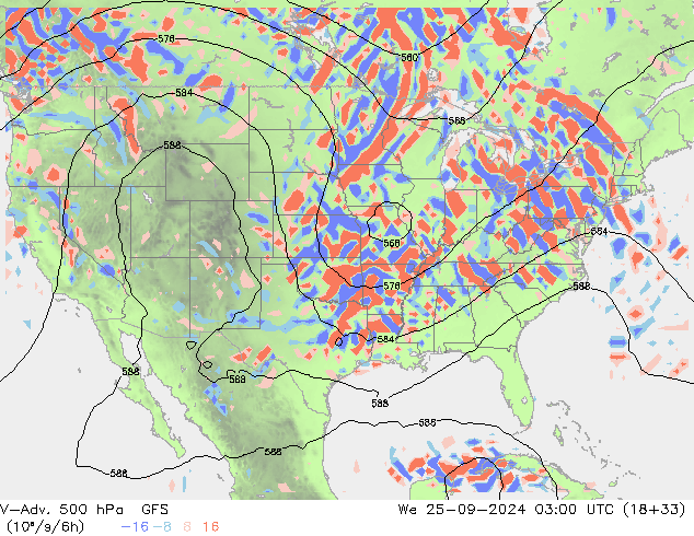 V-Adv. 500 гПа GFS ср 25.09.2024 03 UTC