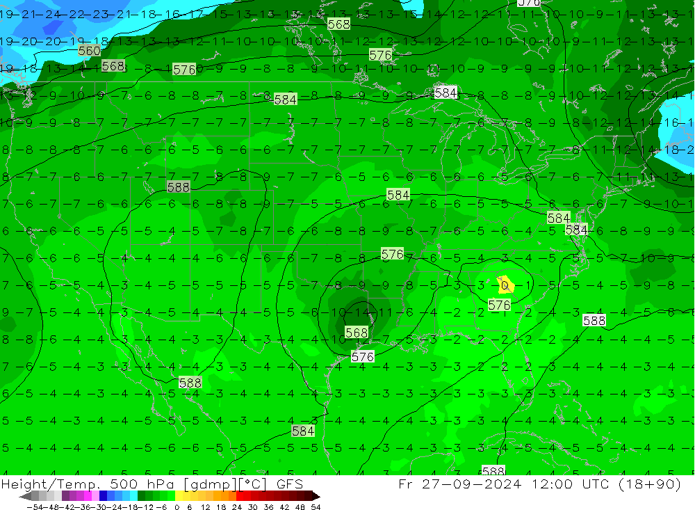 Height/Temp. 500 hPa GFS Sex 27.09.2024 12 UTC