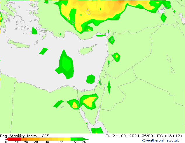 Fog Stability Index GFS wto. 24.09.2024 06 UTC