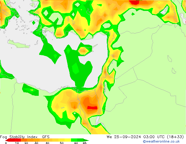 Fog Stability Index GFS  25.09.2024 03 UTC