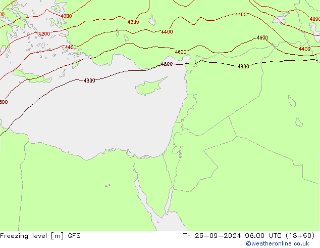 Freezing level GFS Th 26.09.2024 06 UTC