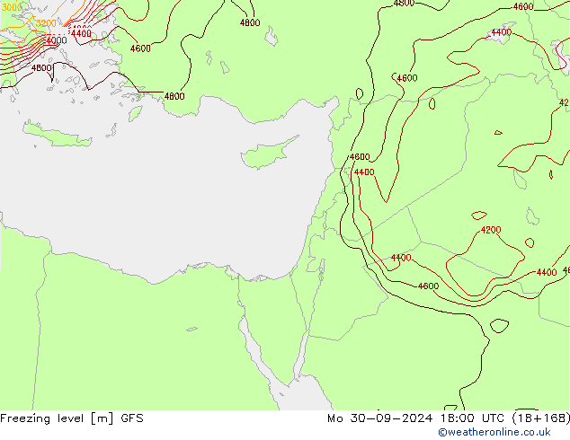 Freezing level GFS Mo 30.09.2024 18 UTC