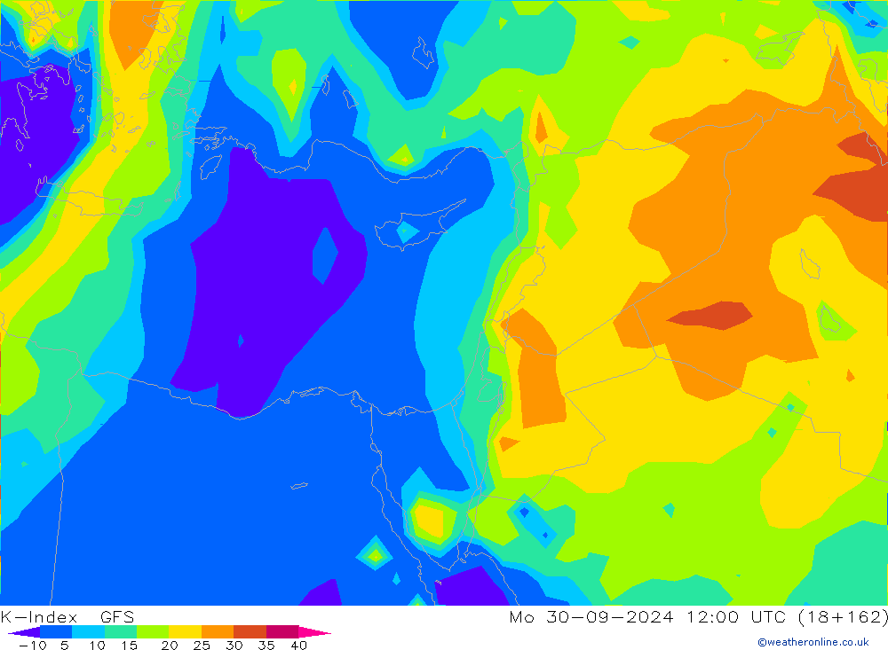 K-Index GFS пн 30.09.2024 12 UTC