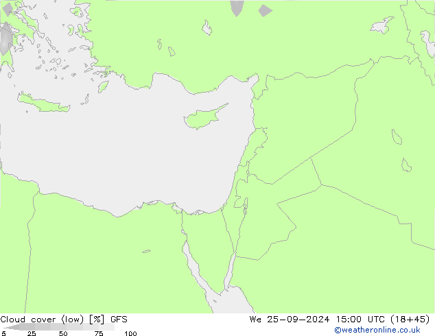 Nubes bajas GFS mié 25.09.2024 15 UTC