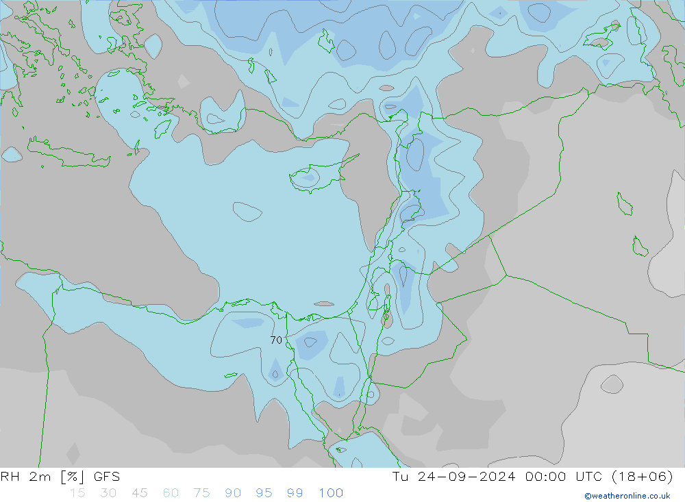 RH 2m GFS Tu 24.09.2024 00 UTC