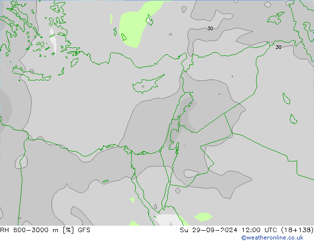 RH 600-3000 m GFS Dom 29.09.2024 12 UTC