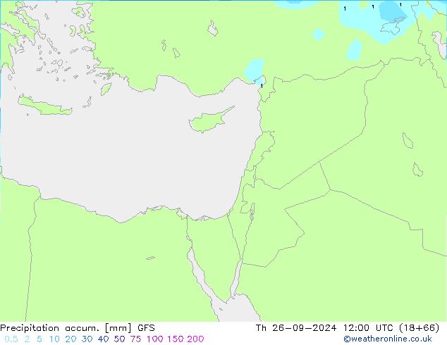 Precipitation accum. GFS czw. 26.09.2024 12 UTC