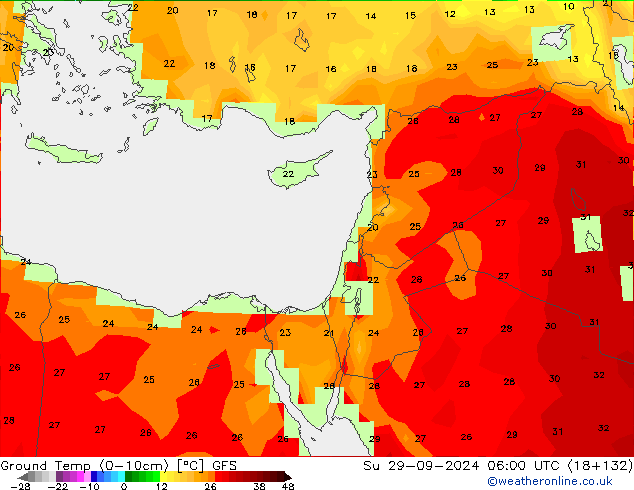 Temp. al suolo (0-10cm) GFS dom 29.09.2024 06 UTC