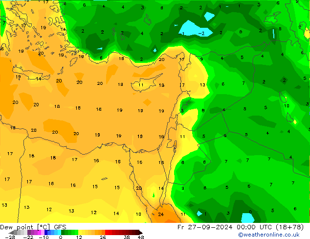 Dew point GFS Fr 27.09.2024 00 UTC