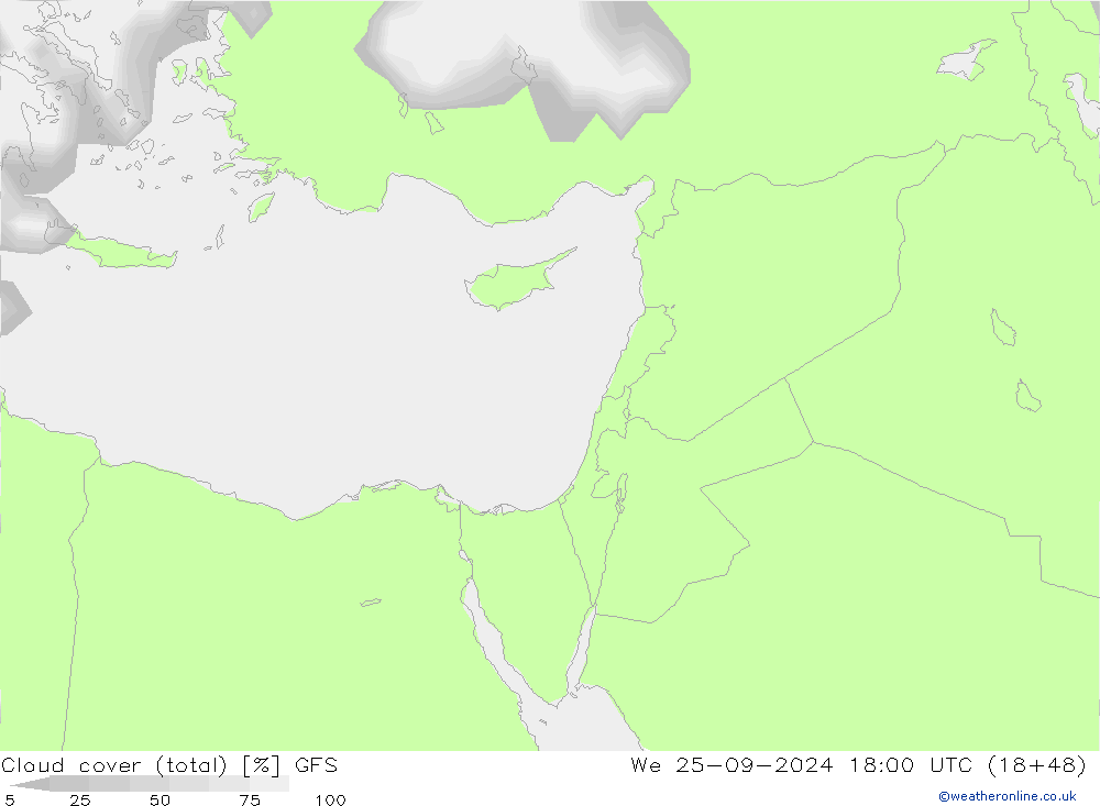 Nuages (total) GFS mer 25.09.2024 18 UTC