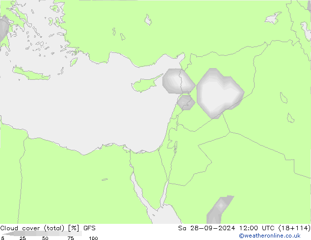 zachmurzenie (suma) GFS so. 28.09.2024 12 UTC