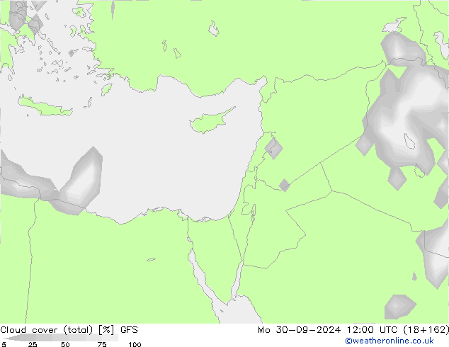 zachmurzenie (suma) GFS pon. 30.09.2024 12 UTC