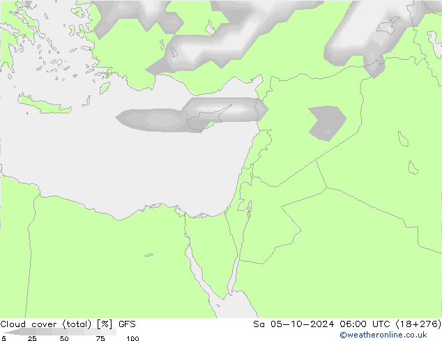 Bewolking (Totaal) GFS za 05.10.2024 06 UTC