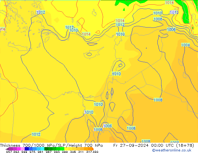 Thck 700-1000 hPa GFS Fr 27.09.2024 00 UTC
