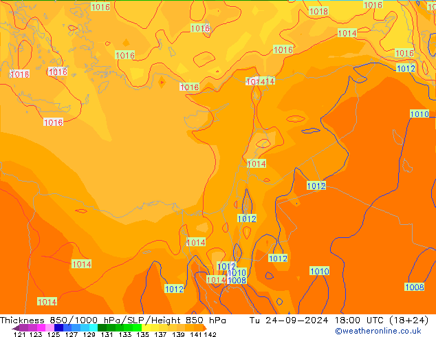 Thck 850-1000 hPa GFS Tu 24.09.2024 18 UTC