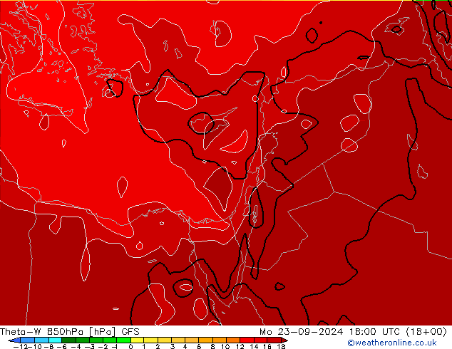 Theta-W 850hPa GFS Mo 23.09.2024 18 UTC