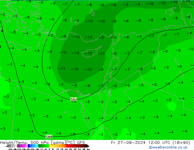 Z500/Rain (+SLP)/Z850 GFS  27.09.2024 12 UTC