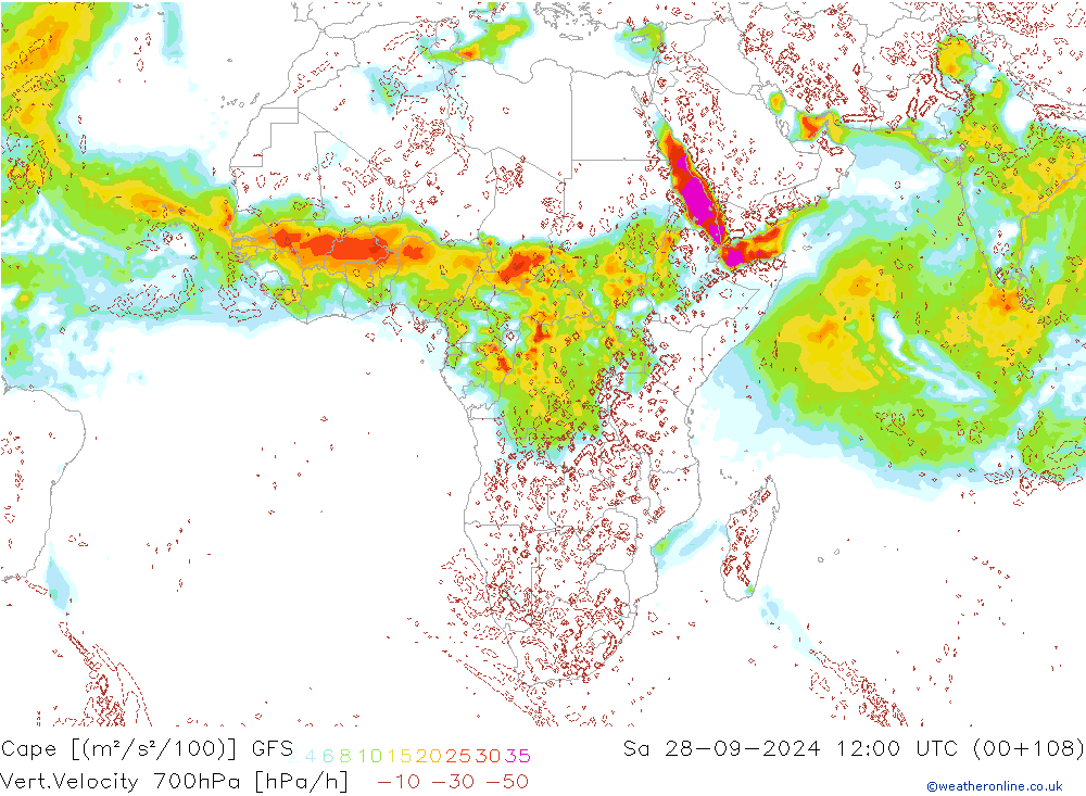 Cape GFS сб 28.09.2024 12 UTC