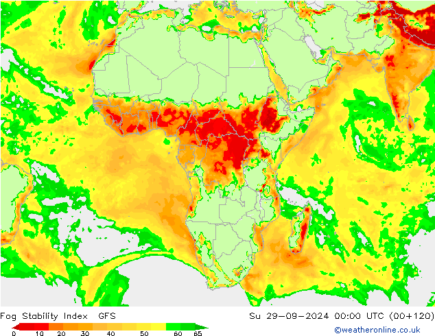 Fog Stability Index GFS  29.09.2024 00 UTC