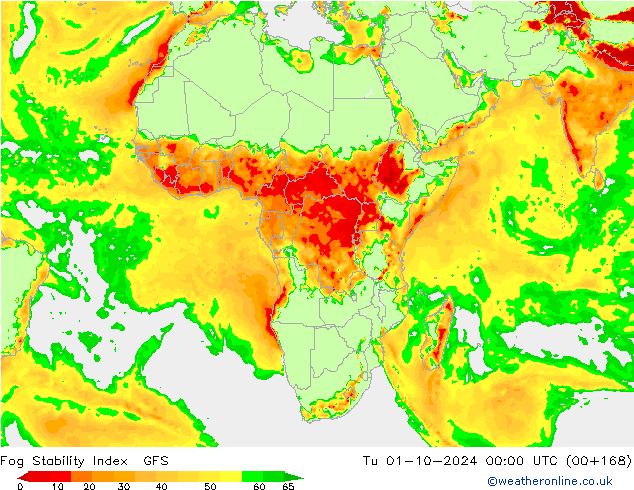 Fog Stability Index GFS mar 01.10.2024 00 UTC