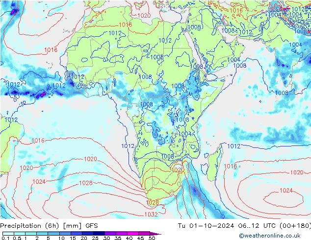 Z500/Rain (+SLP)/Z850 GFS mar 01.10.2024 12 UTC