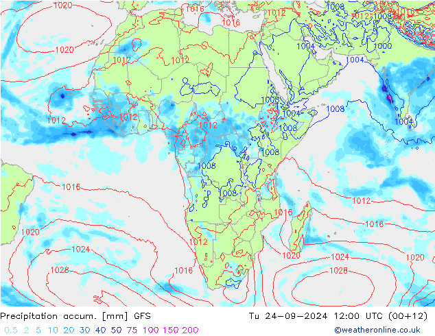 Precipitación acum. GFS mar 24.09.2024 12 UTC