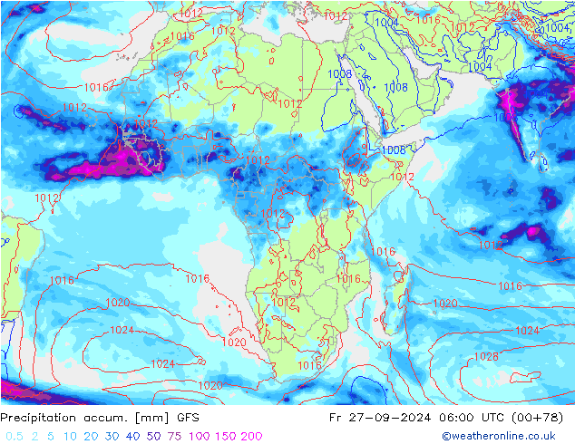 Precipitation accum. GFS Fr 27.09.2024 06 UTC