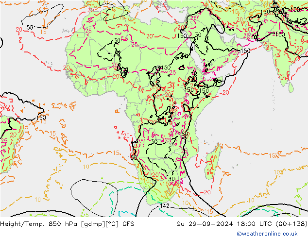 Height/Temp. 850 гПа GFS Вс 29.09.2024 18 UTC