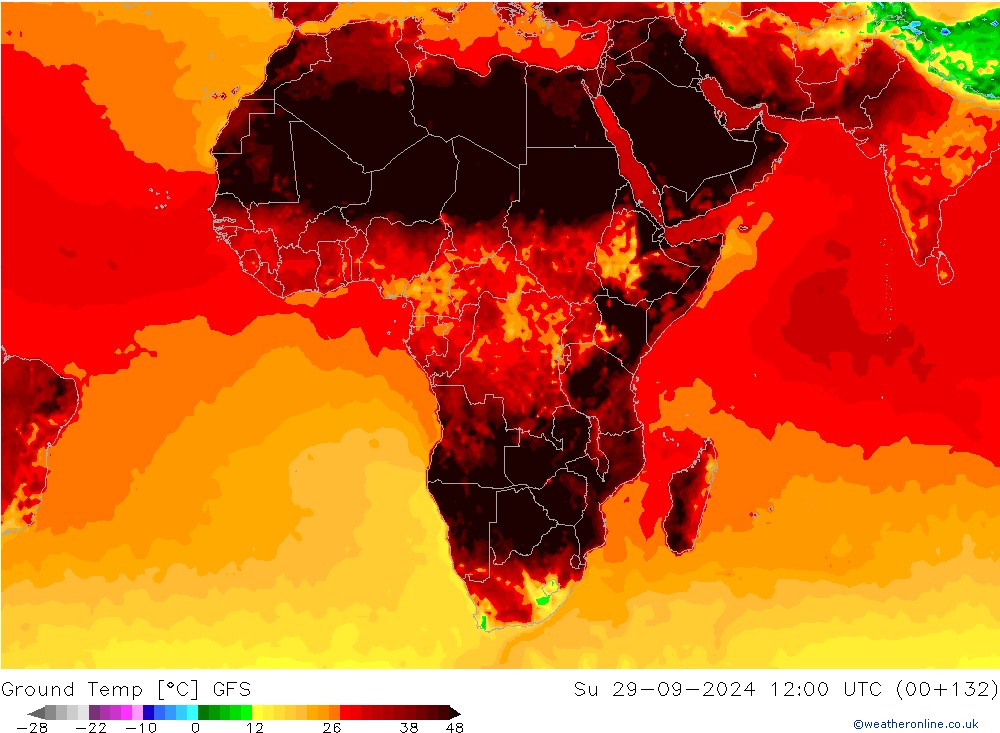 Teplota půdy GFS Ne 29.09.2024 12 UTC