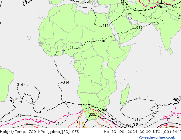Height/Temp. 700 hPa GFS lun 30.09.2024 00 UTC