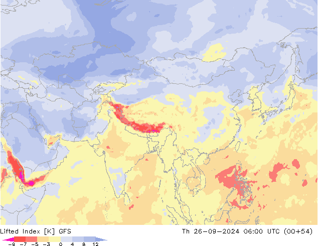 Lifted Index GFS Th 26.09.2024 06 UTC