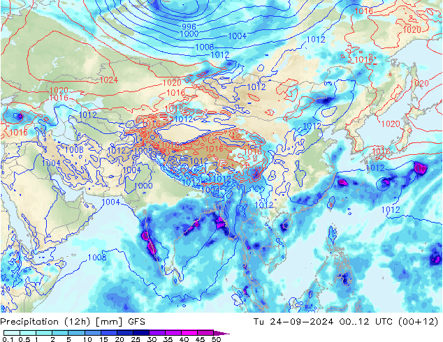 opad (12h) GFS wto. 24.09.2024 12 UTC