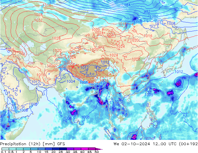 opad (12h) GFS śro. 02.10.2024 00 UTC