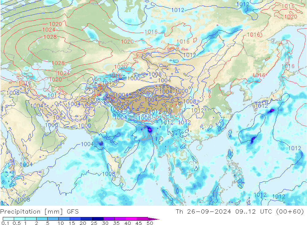 Precipitation GFS Th 26.09.2024 12 UTC